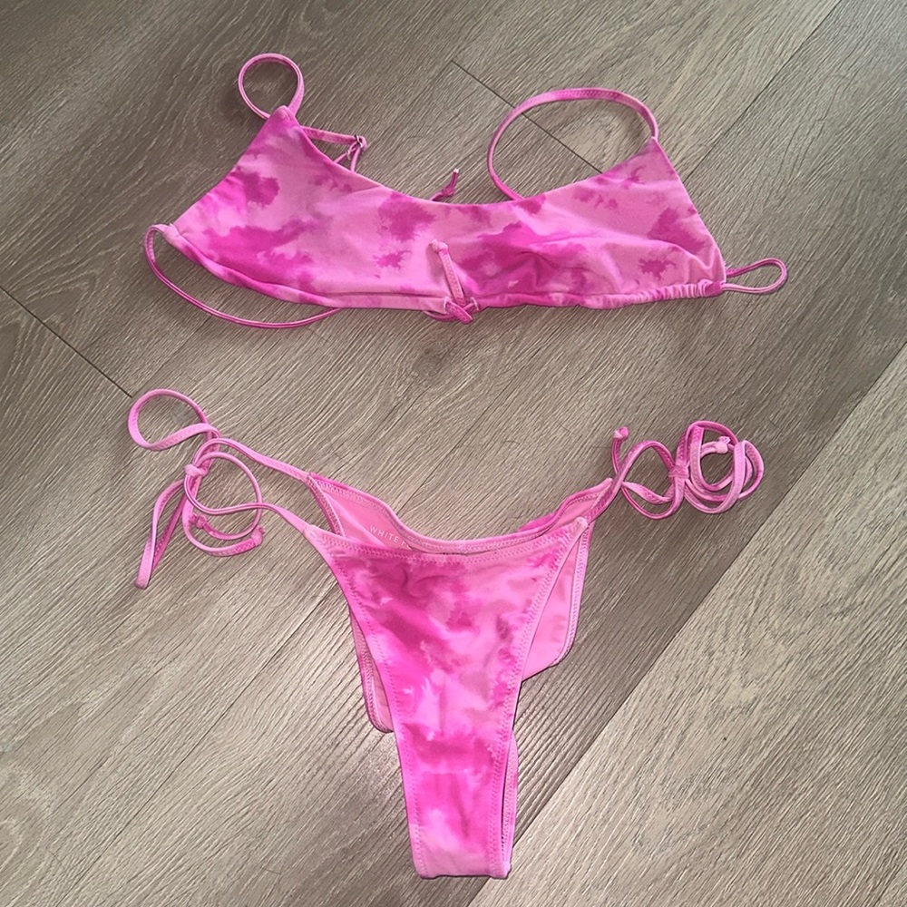 white fox bikini pink tie dye
